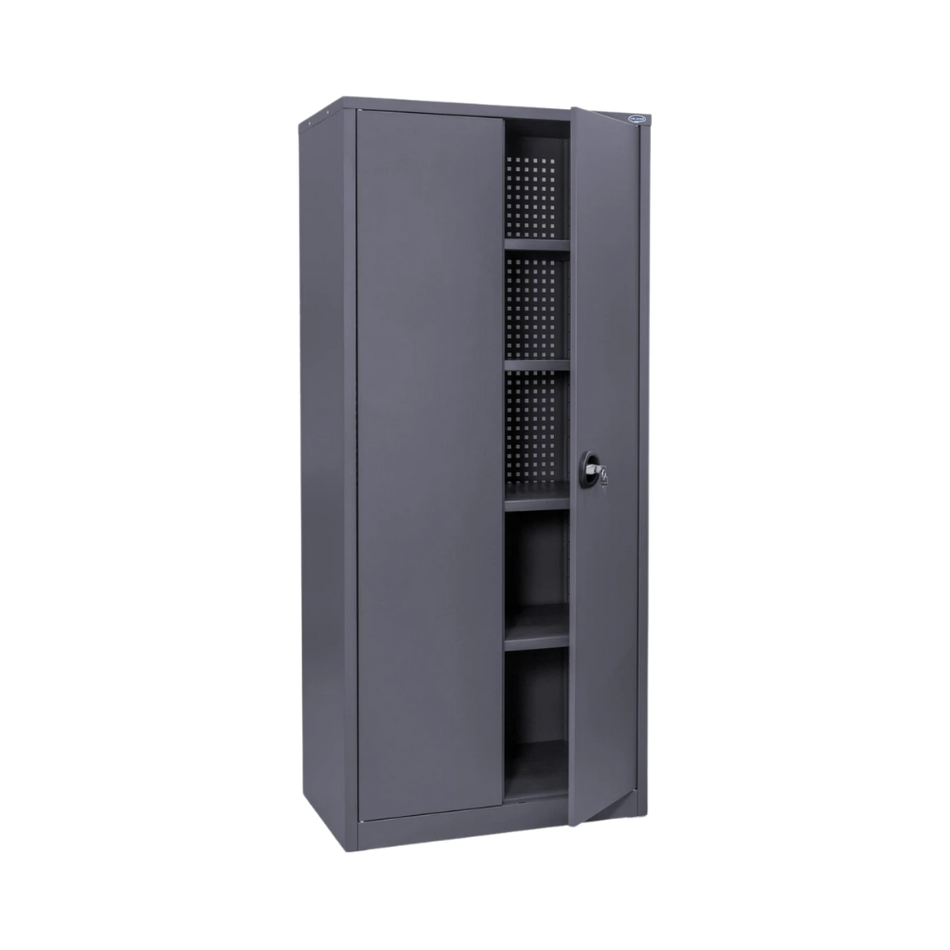 Heavy-Duty Lockable Steel Tool Cabinet with Shelves & Pegboard Back Panel - 1800(H) x 800(W) x 500(D) MM