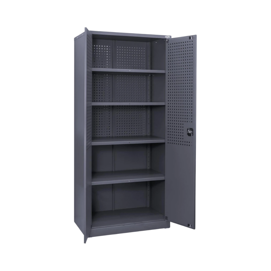 Heavy-Duty Lockable Steel Tool Cabinet with Shelves & Pegboard Back Panel - 1800(H) x 800(W) x 500(D) MM