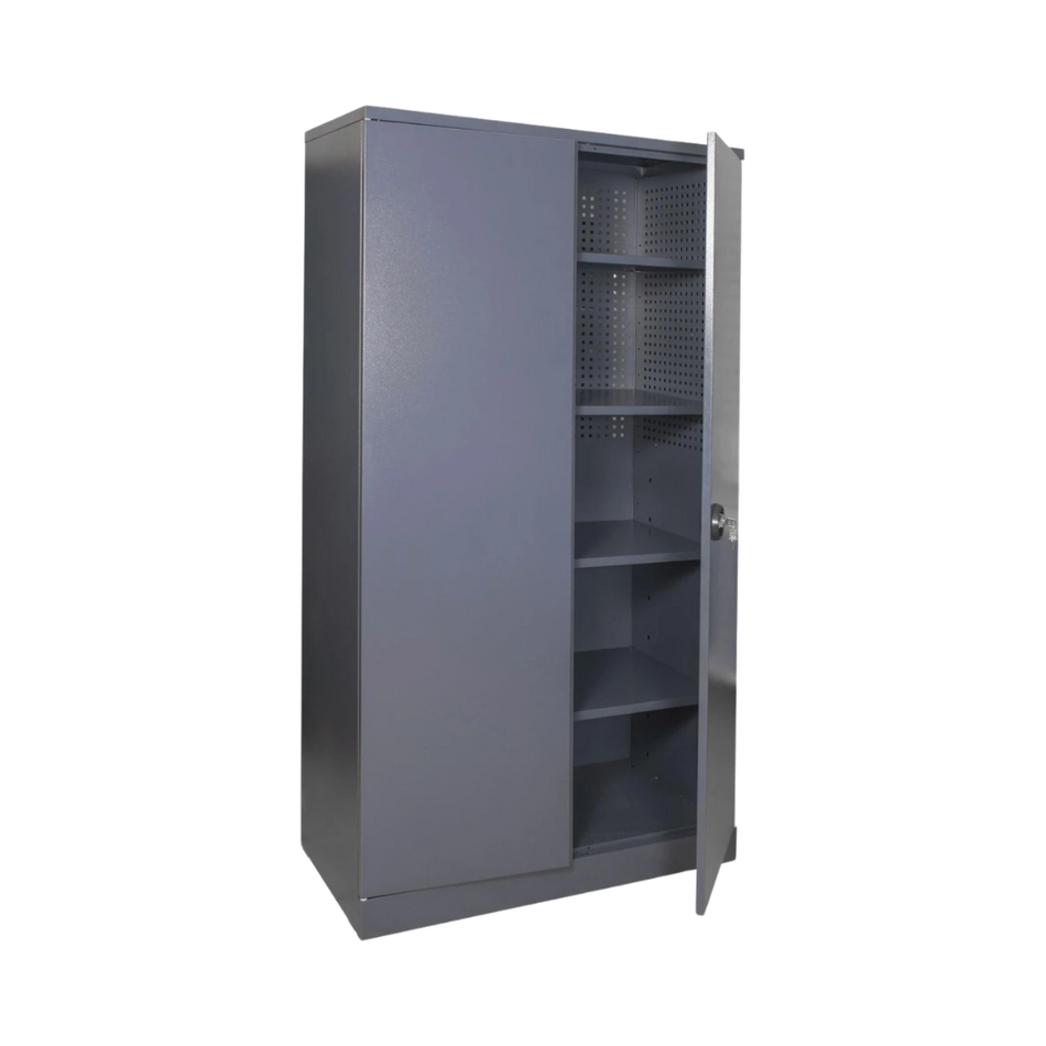 Heavy-Duty Lockable Steel Tool Cabinet with Shelves & Pegboard Back Panel - 1970(H) x 1000(W) x 500(D) MM