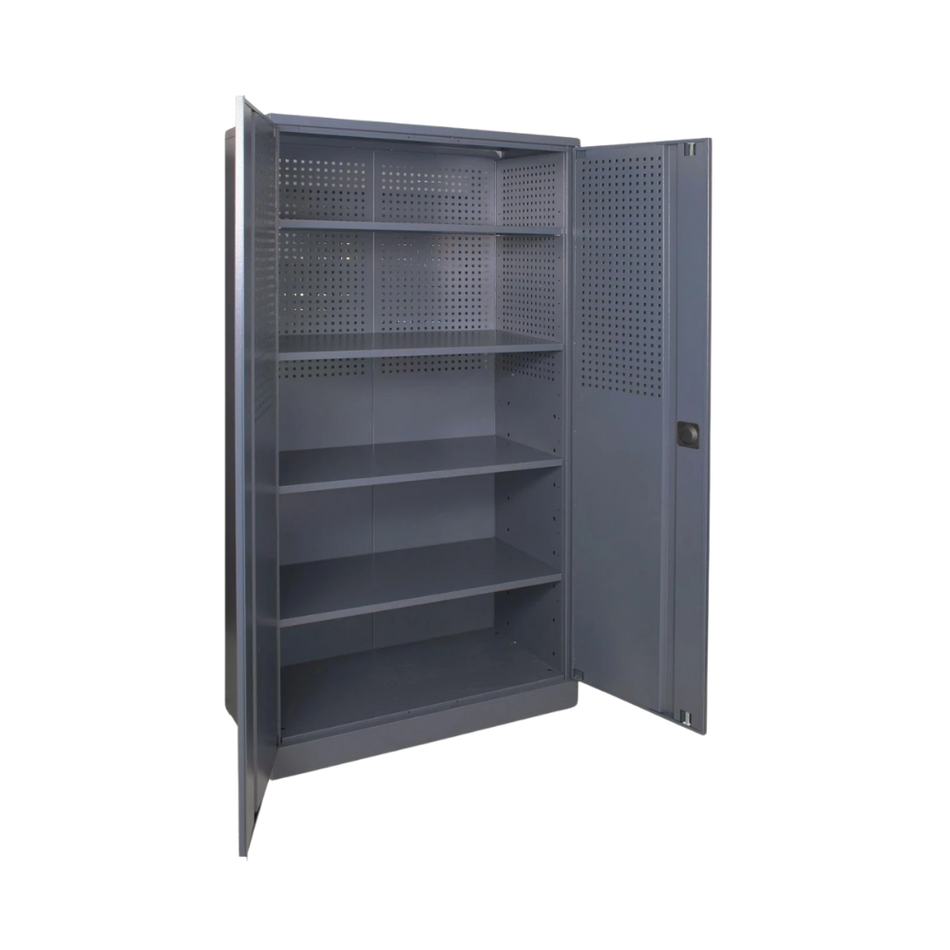 Heavy-Duty Lockable Steel Tool Cabinet with Shelves & Pegboard Back Panel - 1970(H) x 1000(W) x 500(D) MM