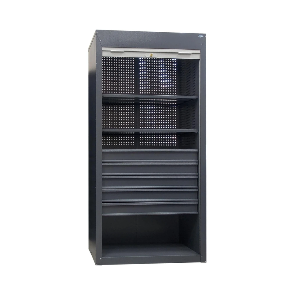 Heavy-Duty Steel Tool Cabinet with Tambour Door – Drawers & Shelves - 2100(H) x 1045(W) x 500(D) MM