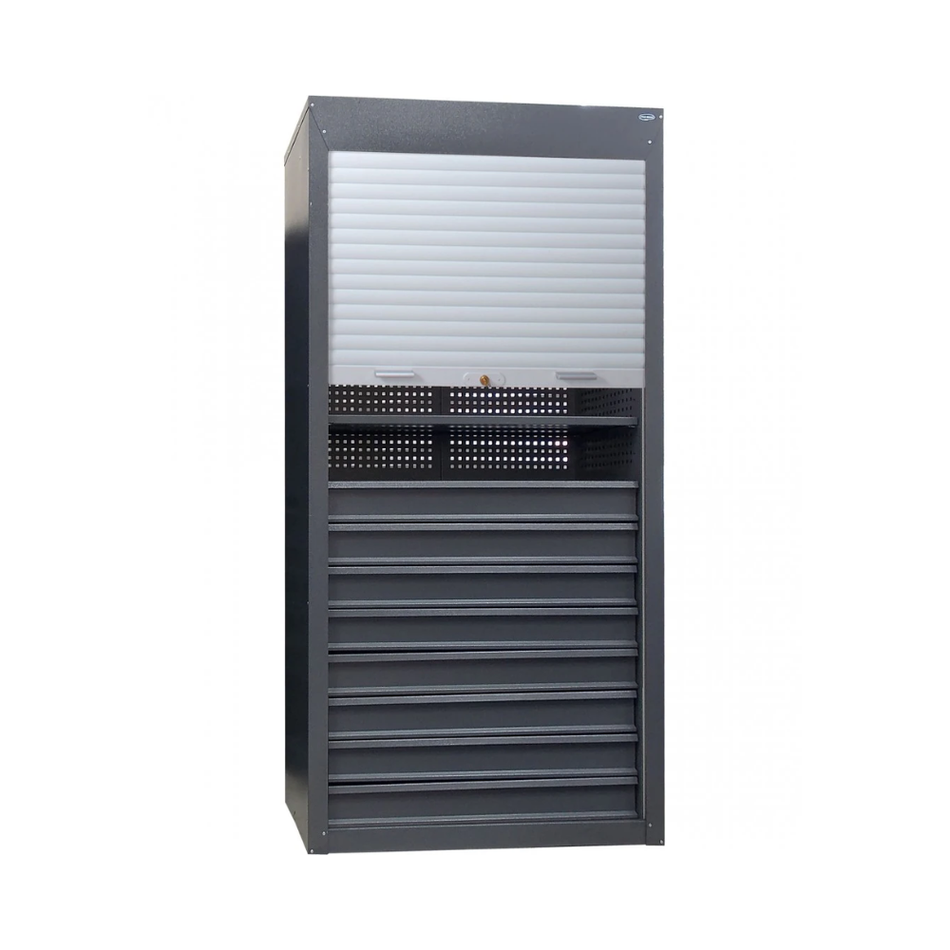 Heavy-Duty Steel Tool Cabinet with Tambour Door – Drawers, Shelves & Storage - 2100(H) x 1045(W) x 500(D) MM