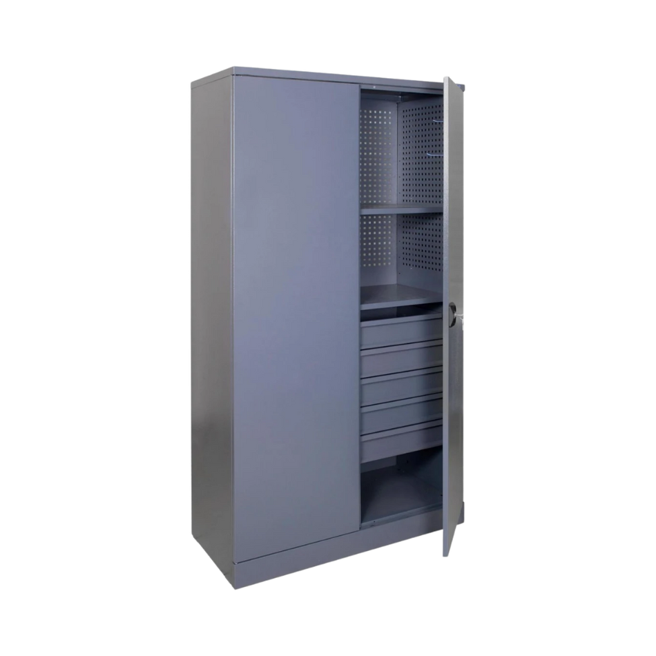 Heavy-Duty Lockable Steel Tool Cabinet with Drawers & Pegboard Back Panel - 1970(H) x 1000(W) x 500(D) MM