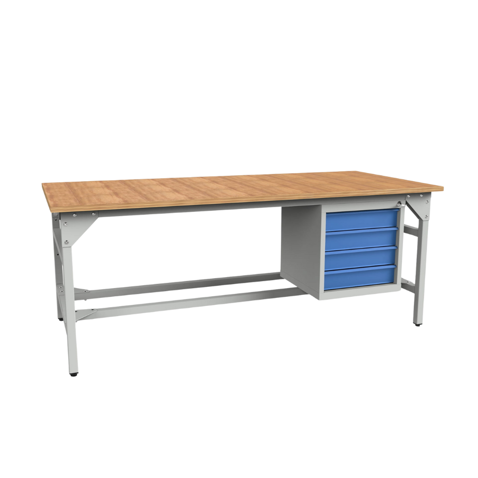 Heavy Duty Storage Workbench 2000/1500 x 900 – With One Storage Cabinets - Plywood Top Table