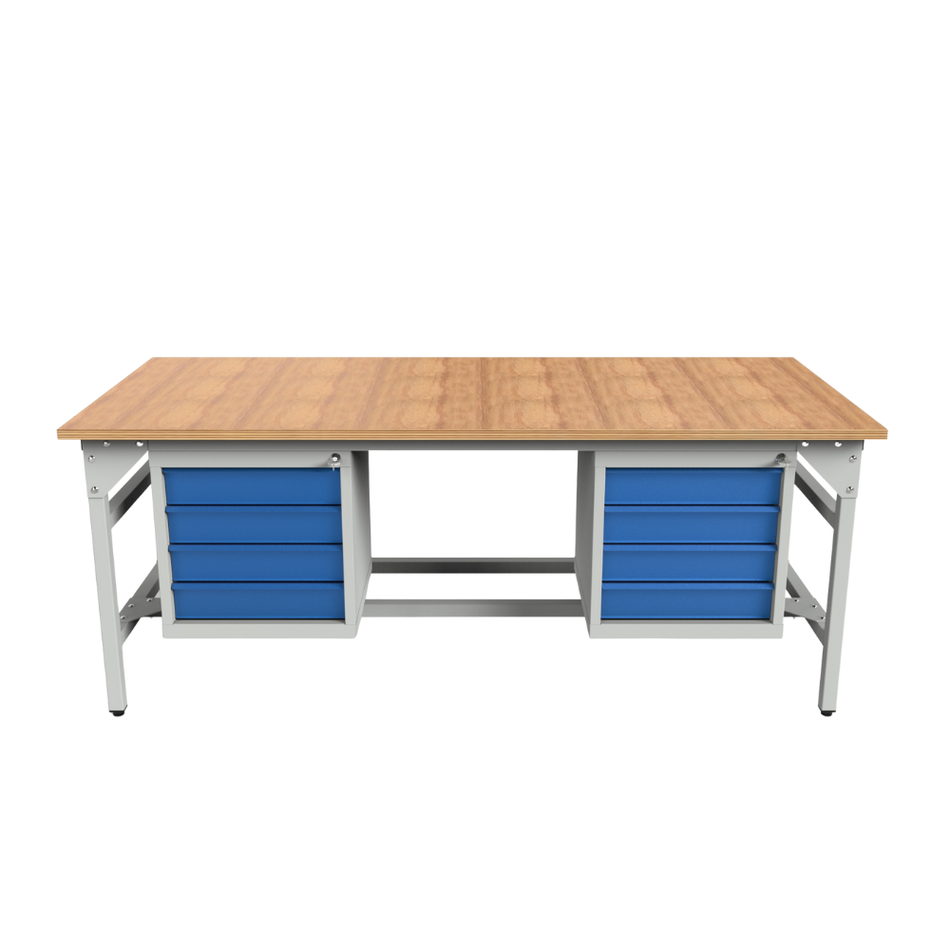 Heavy Duty Storage Workbench 2000/1500 x 900 – With Two Storage Cabinets - Plywood Top Table