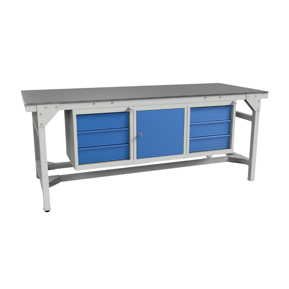 Heavy Duty Storage Workbench 2000L x 900W – With Three Cabinets (1500kg Load)