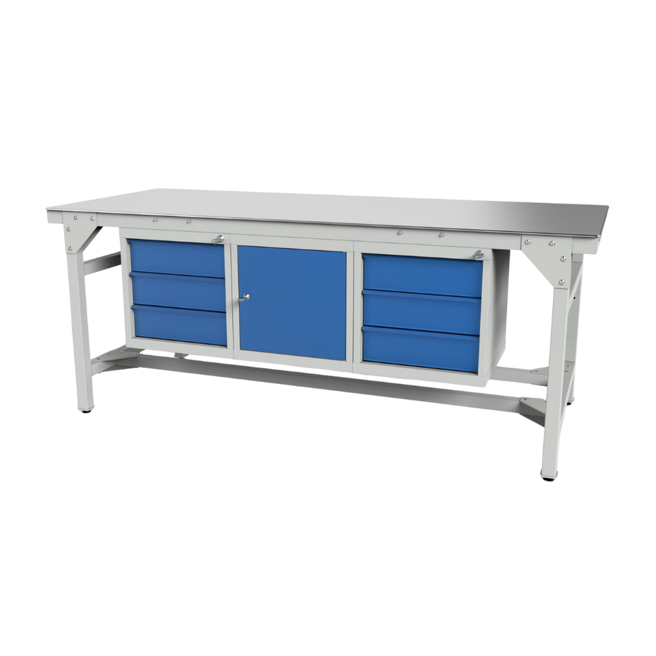 Heavy Duty Storage Workbench 2000L x 900W – With Three Cabinets (1500kg Load)