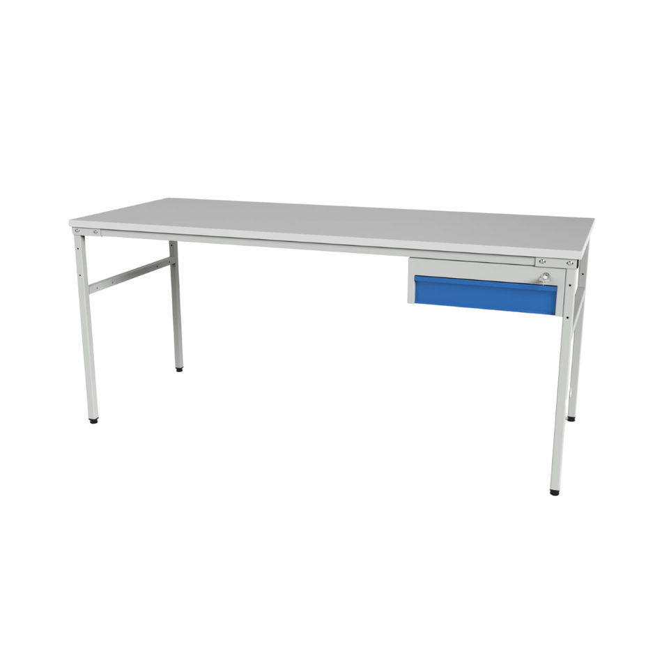 Heavy Duty Workbench with Single Drawer – Laminated Board Top Table – Industrial Workbench