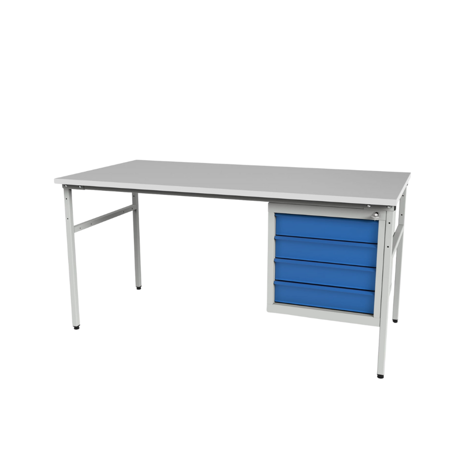 Heavy Duty Workbench with Four Drawers – Laminated Board Top Table – Industrial Workbench