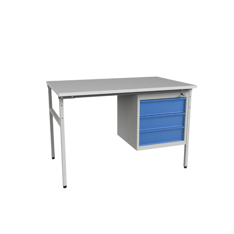 Heavy Duty Workbench with Three Drawers – Laminated Board Top Table – Industrial Workbench