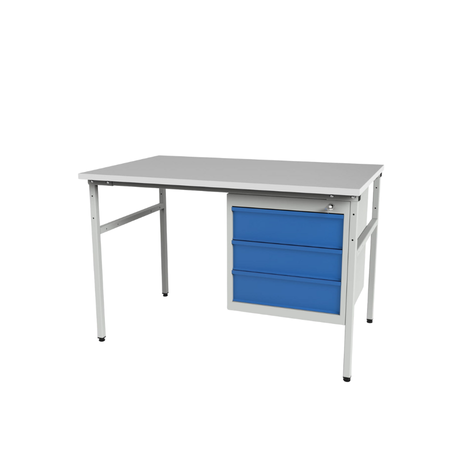 Heavy Duty Workbench with Three Drawers – Laminated Board Top Table – Industrial Workbench
