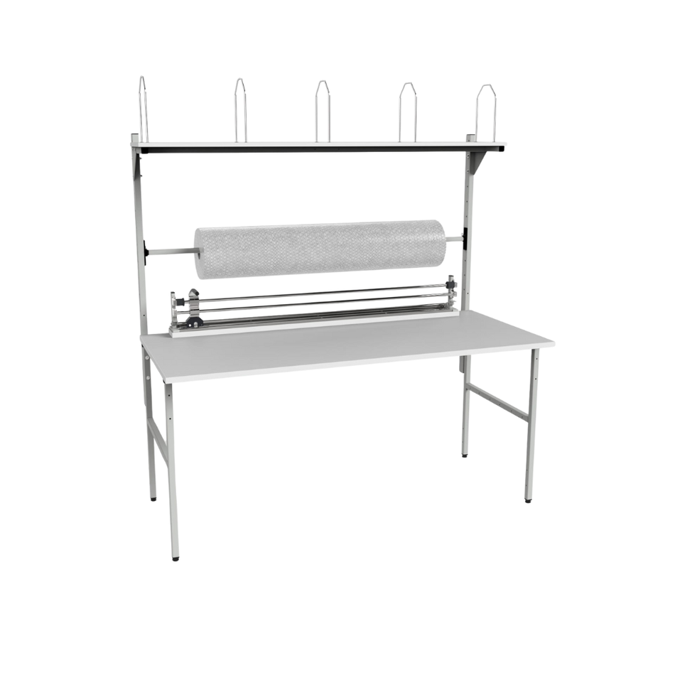 Packaging Workstation with Roller, Shelf & Cutter – Workshop Packing Table