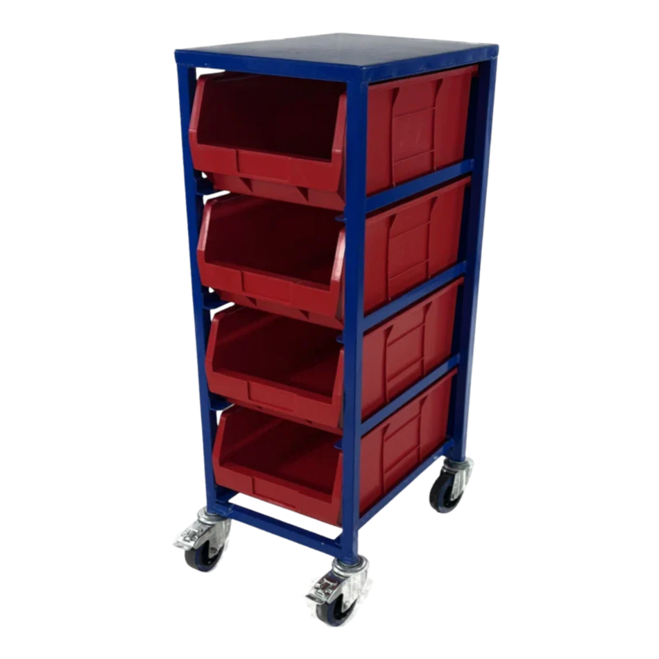 Storage Bin Trolley Single Stack – Industrial Parts Handling Trolley
